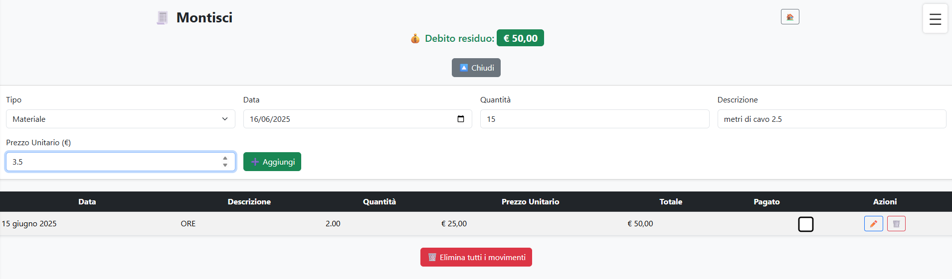 Inserimento movimento